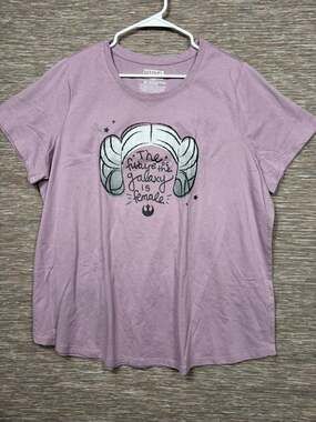 Marvel Star Wars Princess Leia Shirt Womens 2X Purple Future Galaxy Graphic Tee
